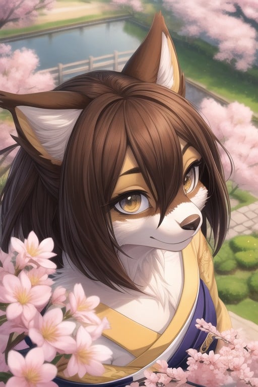 Delgada, De Arriba A Abajo, Jardín SakuraPorno AI Furry