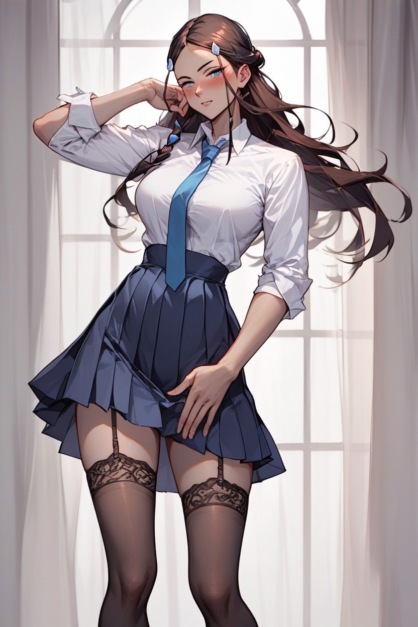 Nylon Stockings, School Uniform, Model Hentai AI Porn