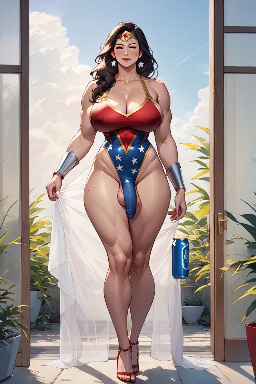 Can See The Cock Shape Under Clothes, Futanari Wonder Woman, JaponaisPorno IA