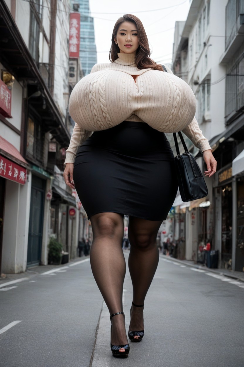 Giantess, Tall, Veiny Breasts AI Porn