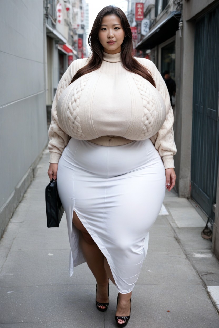 Less Skin Exposure, Looking At Viewer, Gigantic Breasts AI Porn