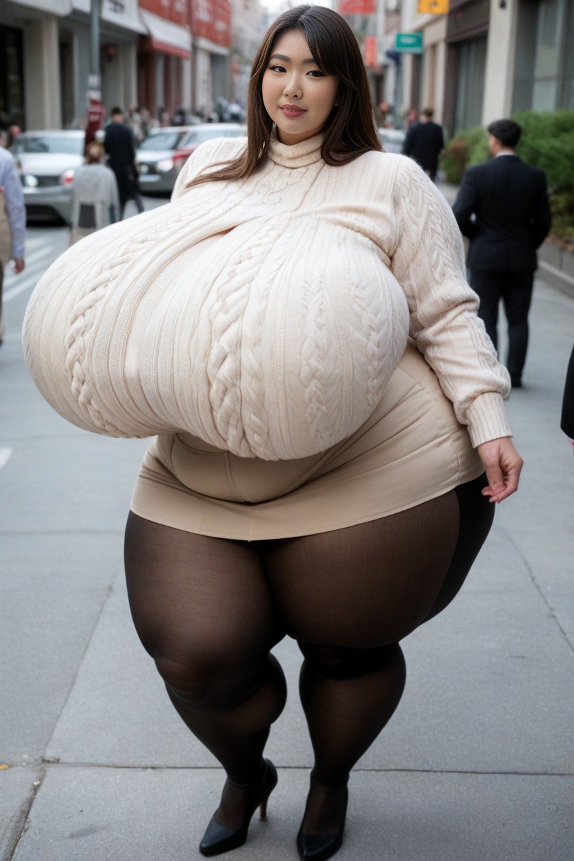 Disproportionately Large Breasts, Gigantic Saggy Breasts In Clothes, Top DownAI黄片