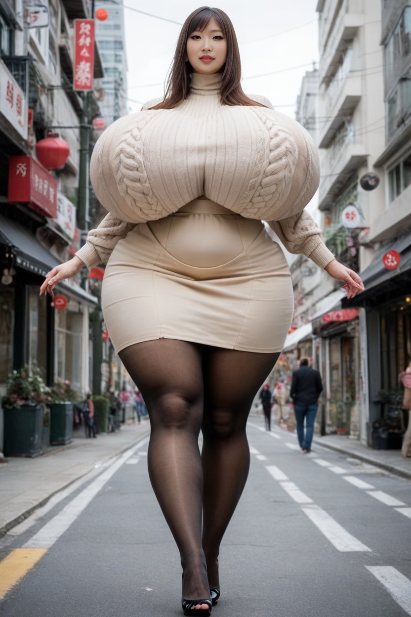 Giant Asian Woman, 18, Giant Insane Massive Gigantic Breasts AI Porn