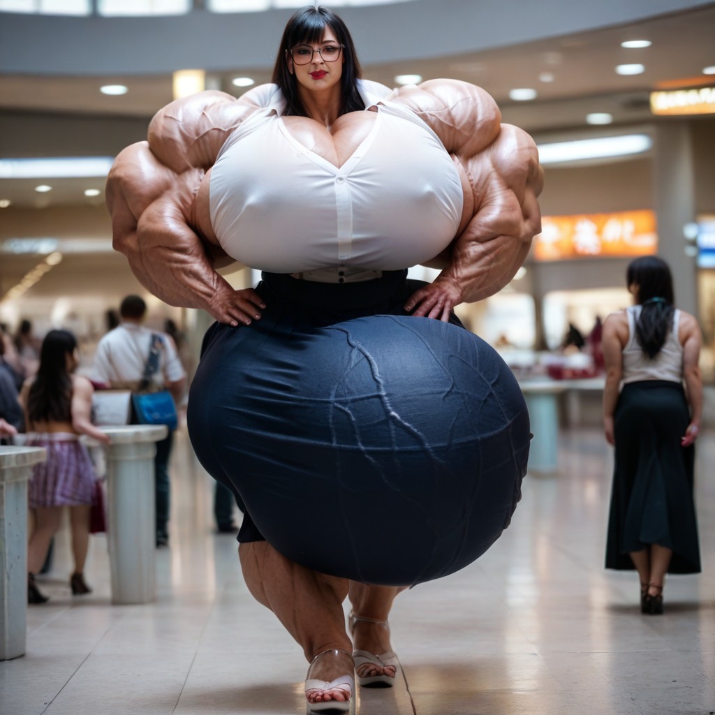 Hyper Gigantic Massive Penis, Growing, Black Eyes Shemale AI Porn
