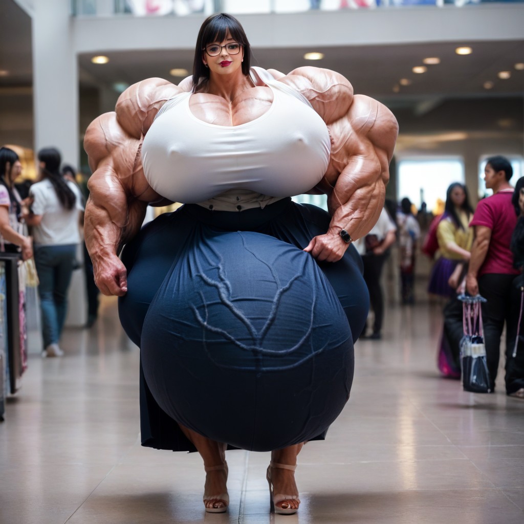 Hyper Gigantic Penis, Hyper Gigantic Muscles, Tight Skirt Shemale AI Porn