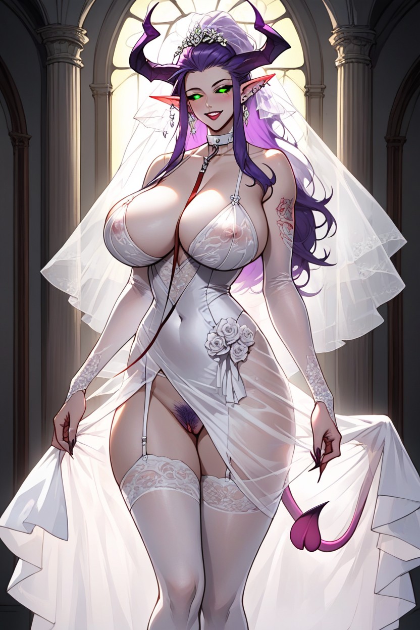 Pale Skinned, Formal, Purple Pubic Hair Narrow Stripe AI Porn