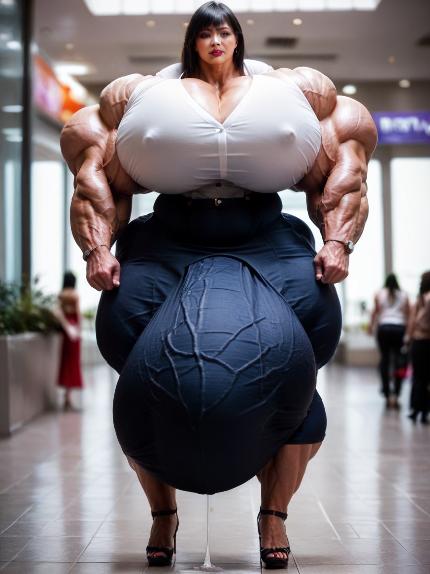 Tight Skirt, Full Body, Growth Shemale AI Porn