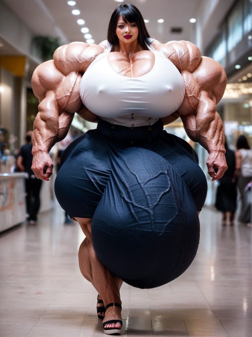 Asian, Black Hair, Muscular Shemale AI Porn
