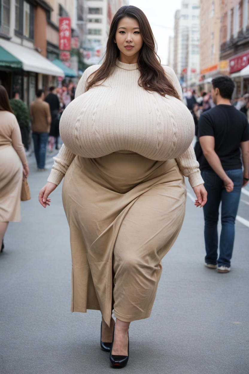 Giant Asian Woman, Full Body, Massive Breast AI Porn