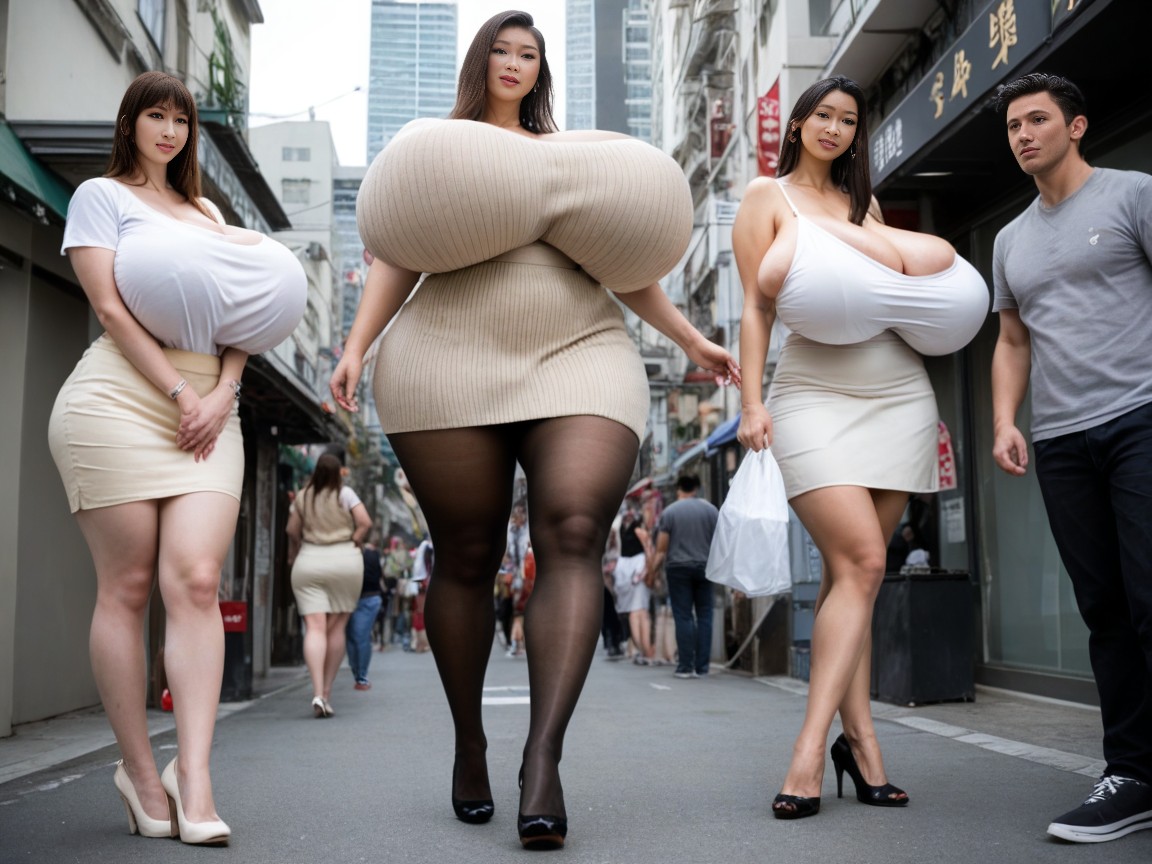 Gigantic Breasts Reaches The Thighs, Skinny, 18 AI Porn