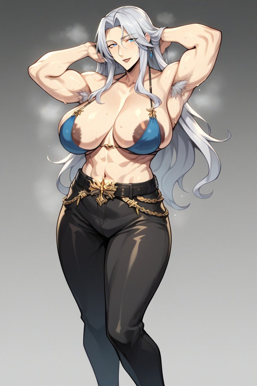 Silver Hair, Beautiful, Milf A Relaxed SmileAI黃漫