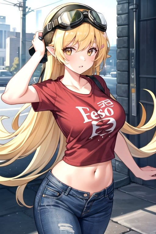 Umbigo Exposto, Camiseta Gráfica, Jeans Hentai IA pornografia