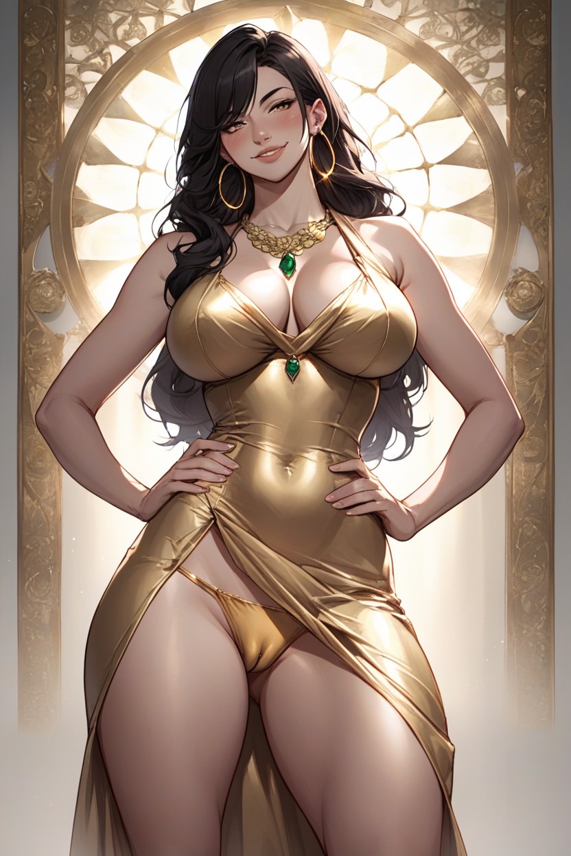 Long Hair, Nuit, Golden DressPorno IA Hentai