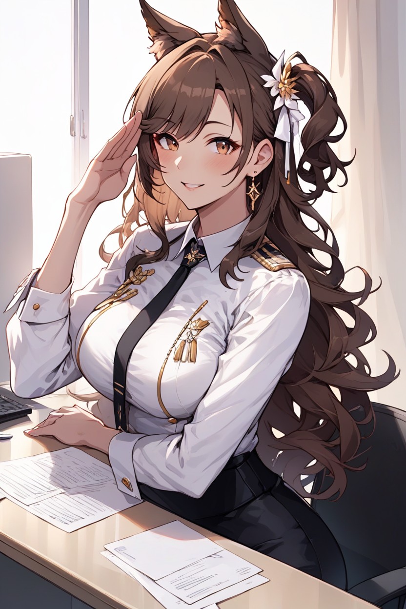 Office, Atago From Azur Lane Costume, Cute Hentai AI Porn