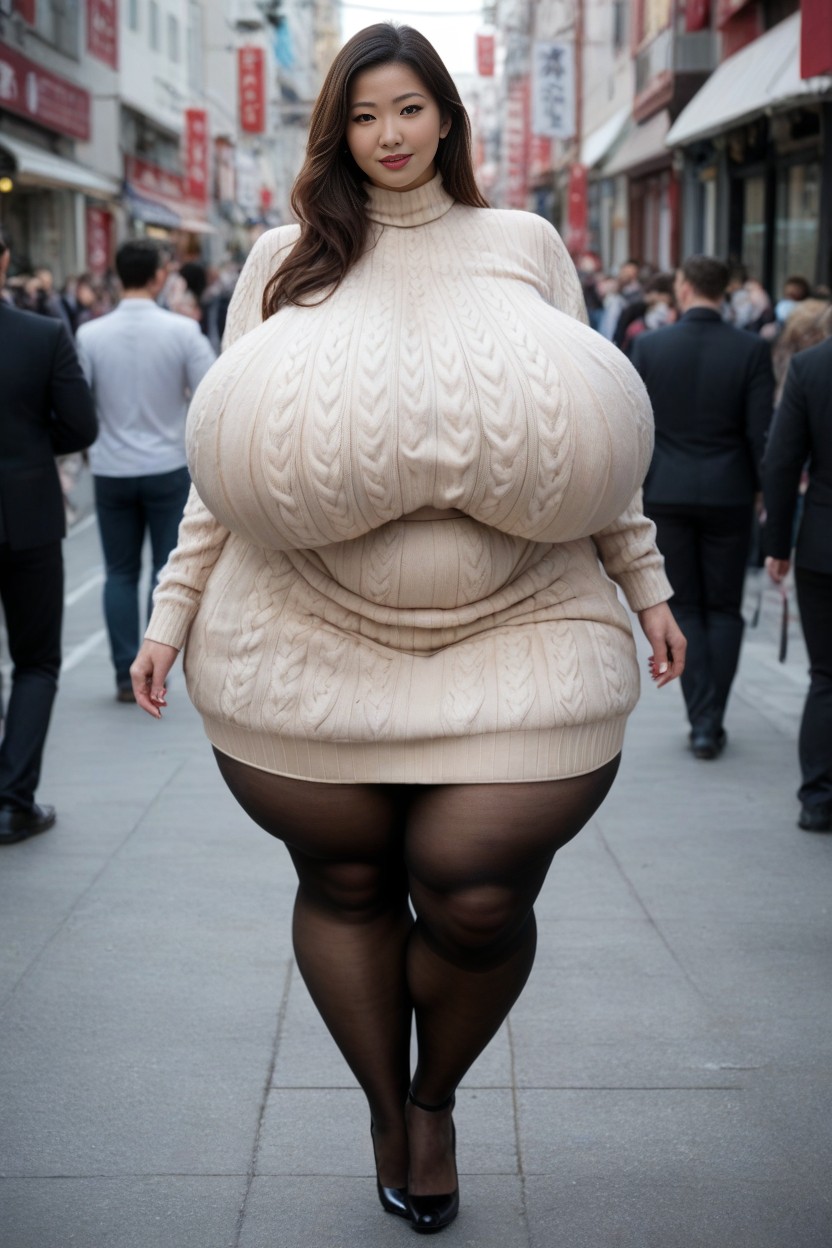 Veiny Breasts, Looking At Viewer, Gigantic Saggy Breasts In Clothes AI Porn