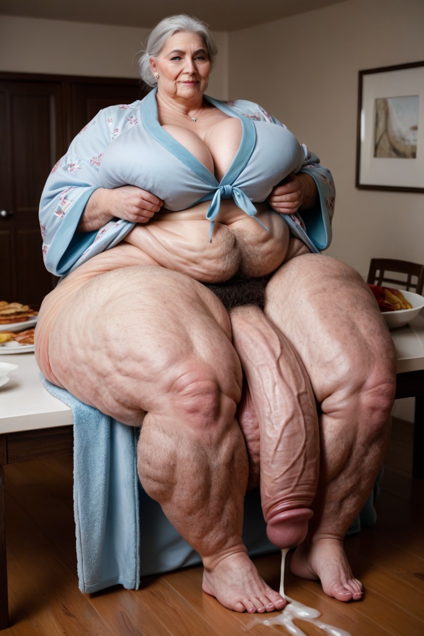 Hyper Hairy Arms Massive Ass, Thanksgiving Robe, Extreme Hyper Flaccid Penis Shemale AI Porn