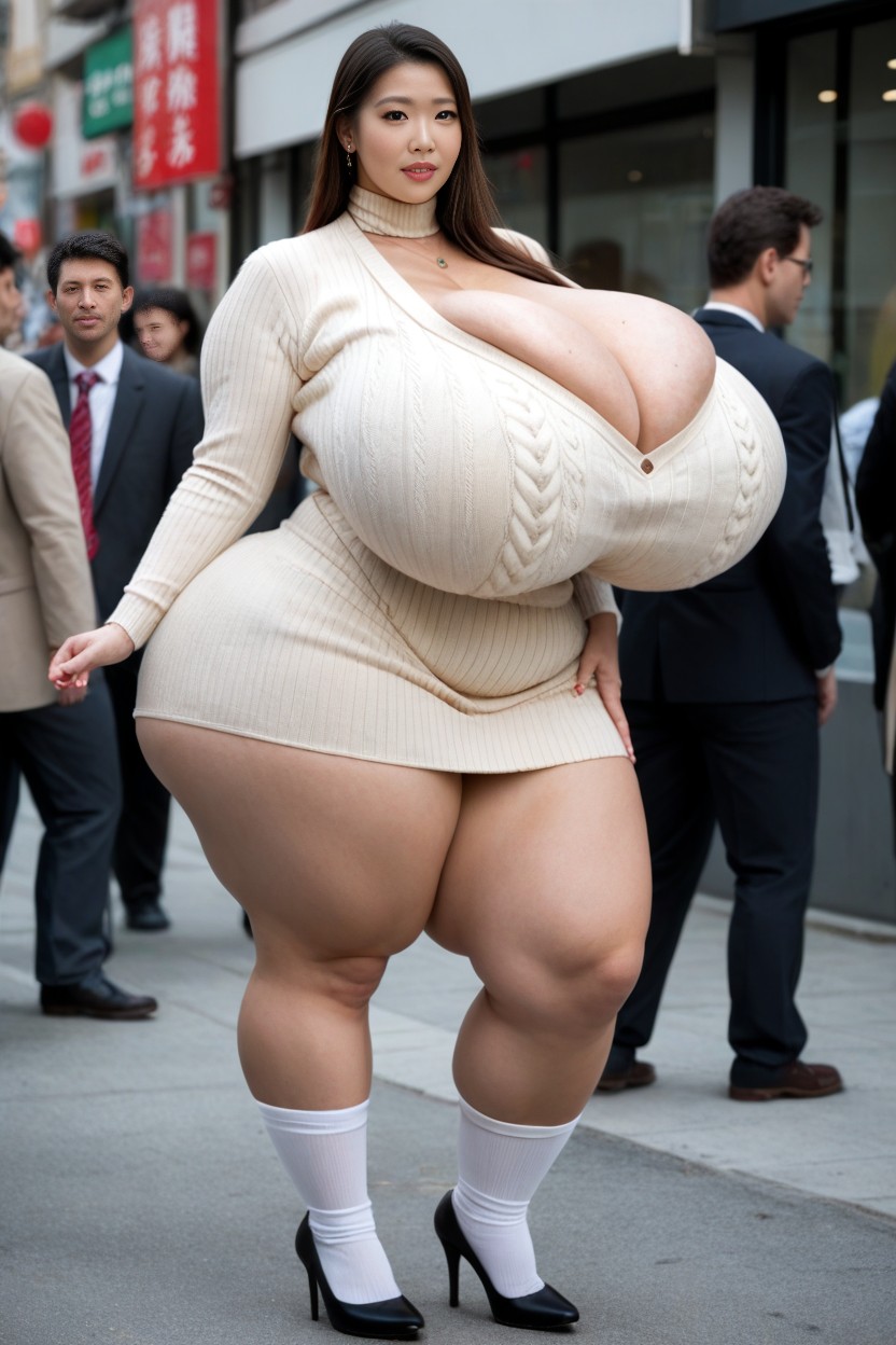 Gigantic Breasts Reaches The Thighs, Saggy Breasts Longer Than Body, Veiny Breasts AI Porn
