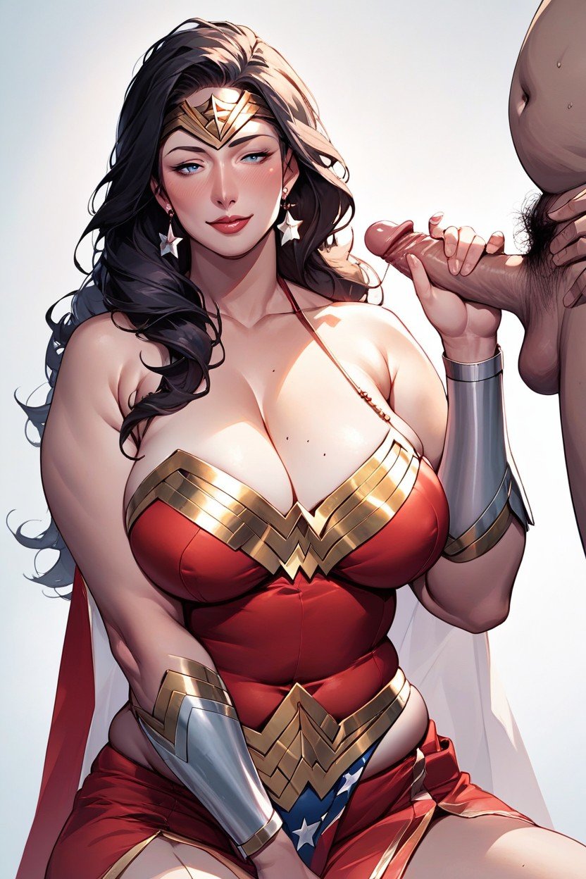 Japonesa, Wonder Woman Was Hypnotized By Her Enemy To Perform Handjobs For Him, Espesso Pornografia de IA