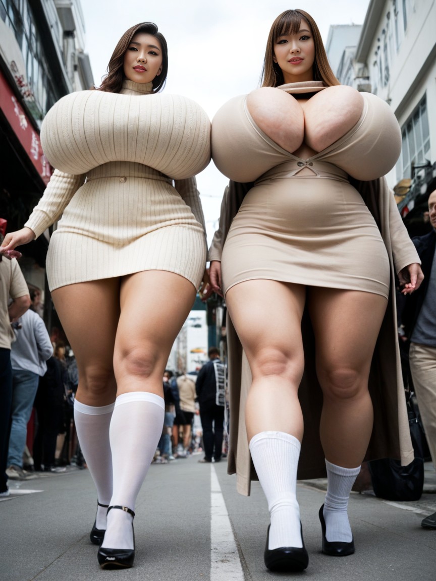Fully Clothed, Giant Insane Massive Gigantic Breasts, 2 People AI Porn