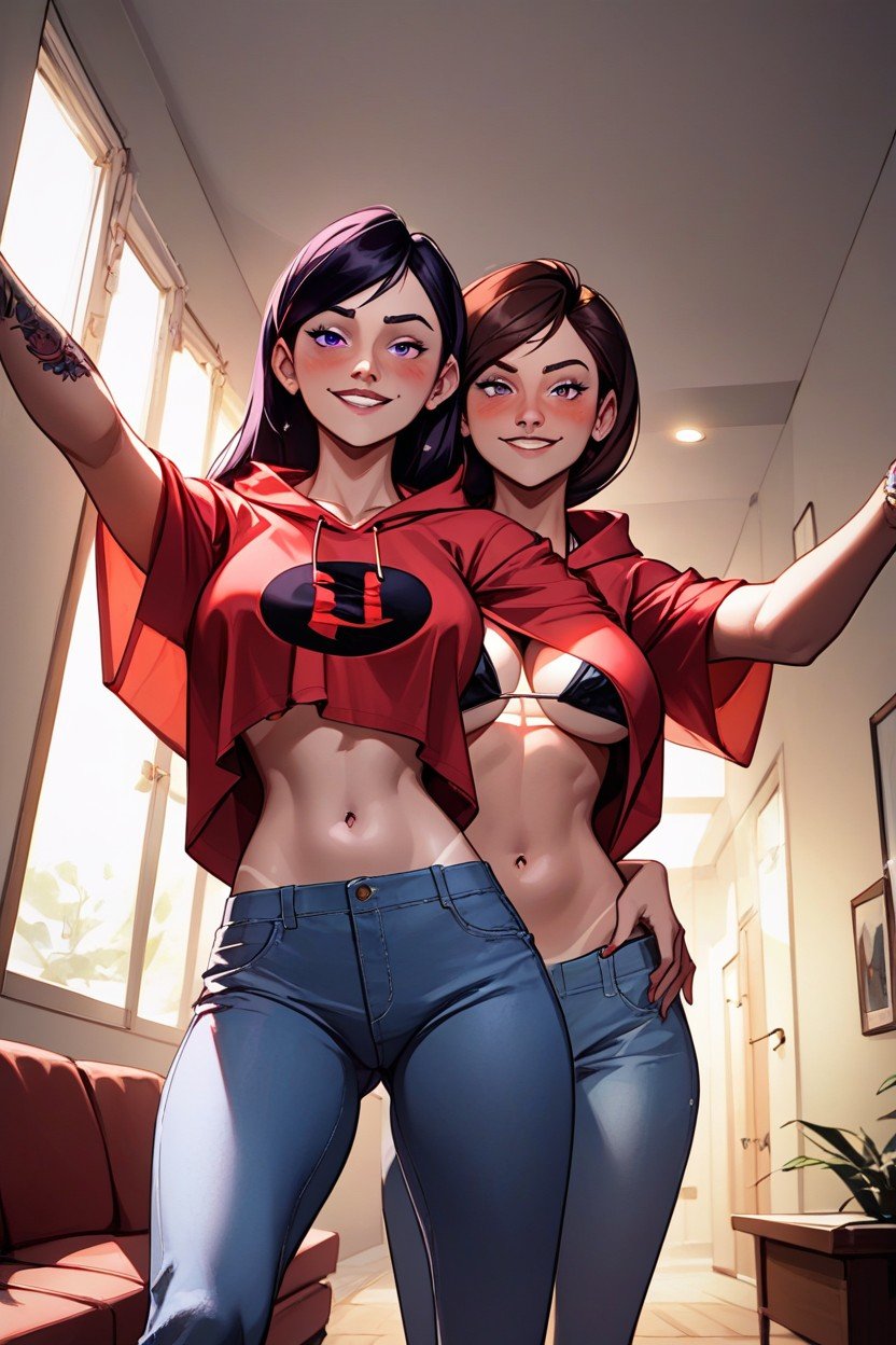 Foto Da Cintura, Helen Parr In Oversized T Shirt, Bikini Tan Lines Pornografia de IA