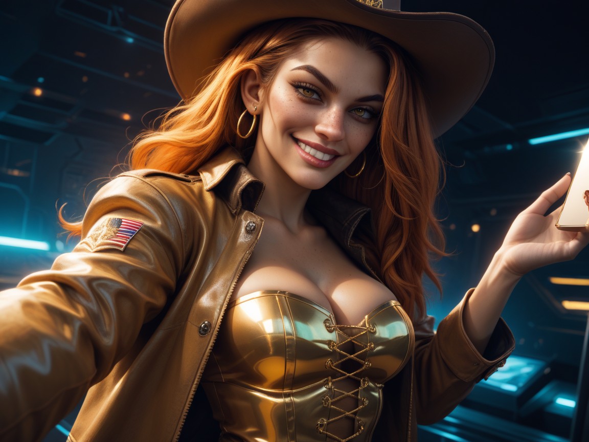 Gold Eyepatch, Round Breasts, Smug Expression Hentai AI Porn