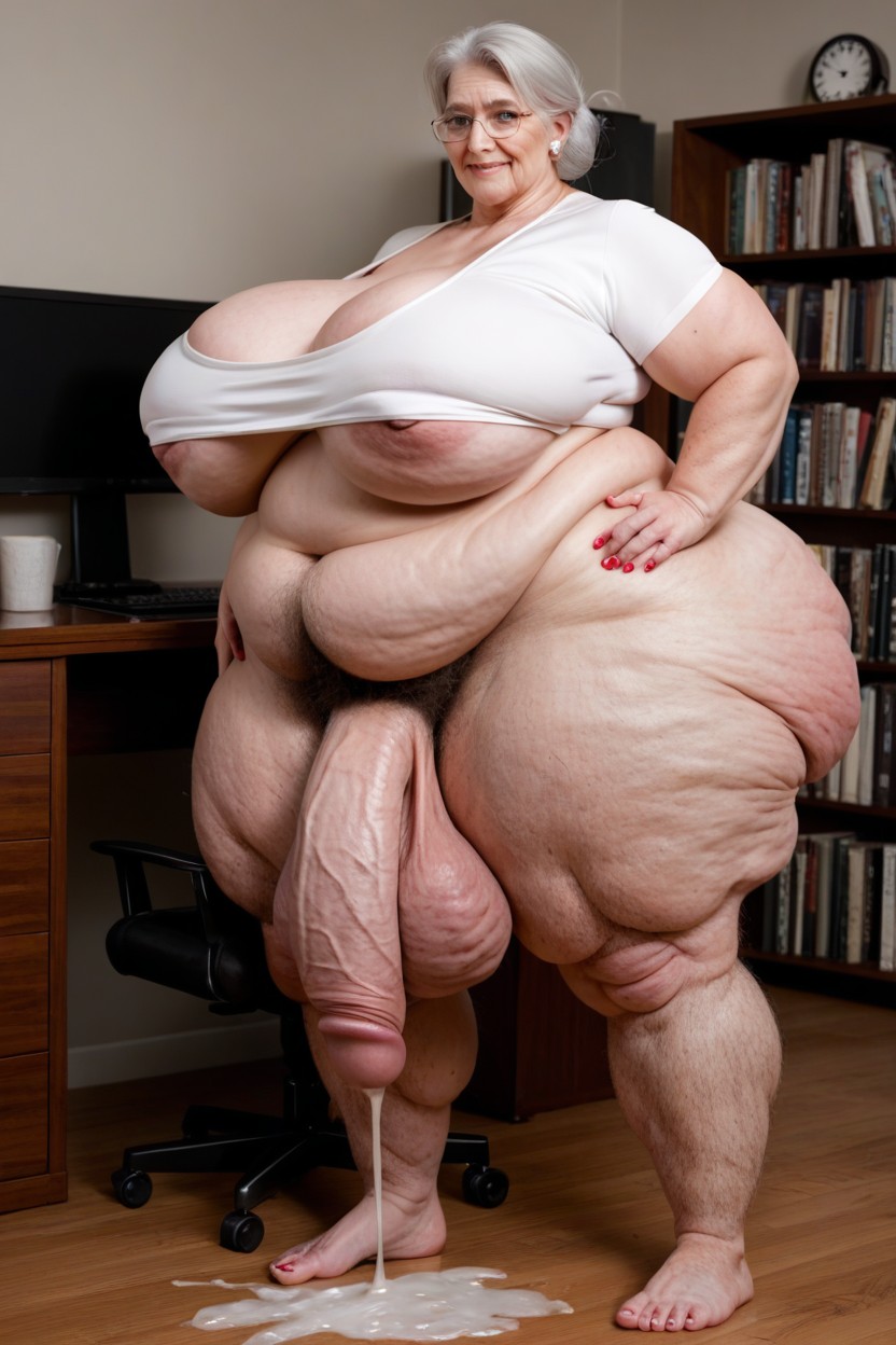 Natural Saggy Breasts Saggy Cellulite Belly, Entire Room Literally Full Of Cock, Breast Expansion Shemale AI Porn