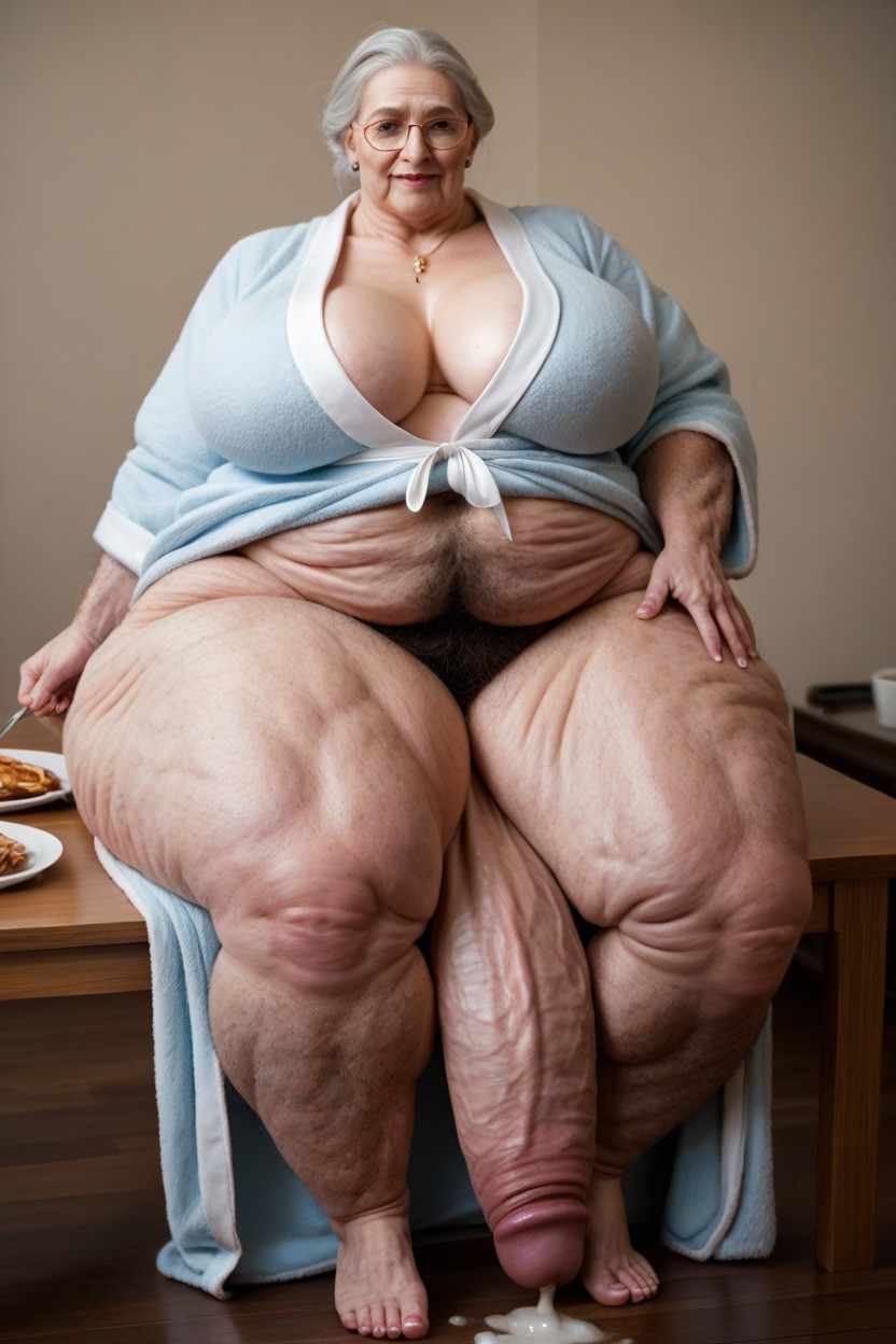 Gigantic, Enormous Veins, Bathrobe Shemale AI Porn