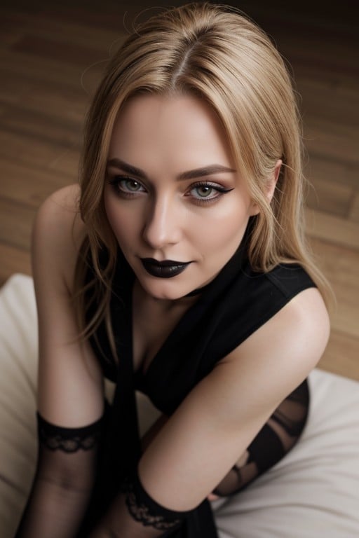 Blonde Hair, Brown Eyes, Black Lipstick Furry AI Porn