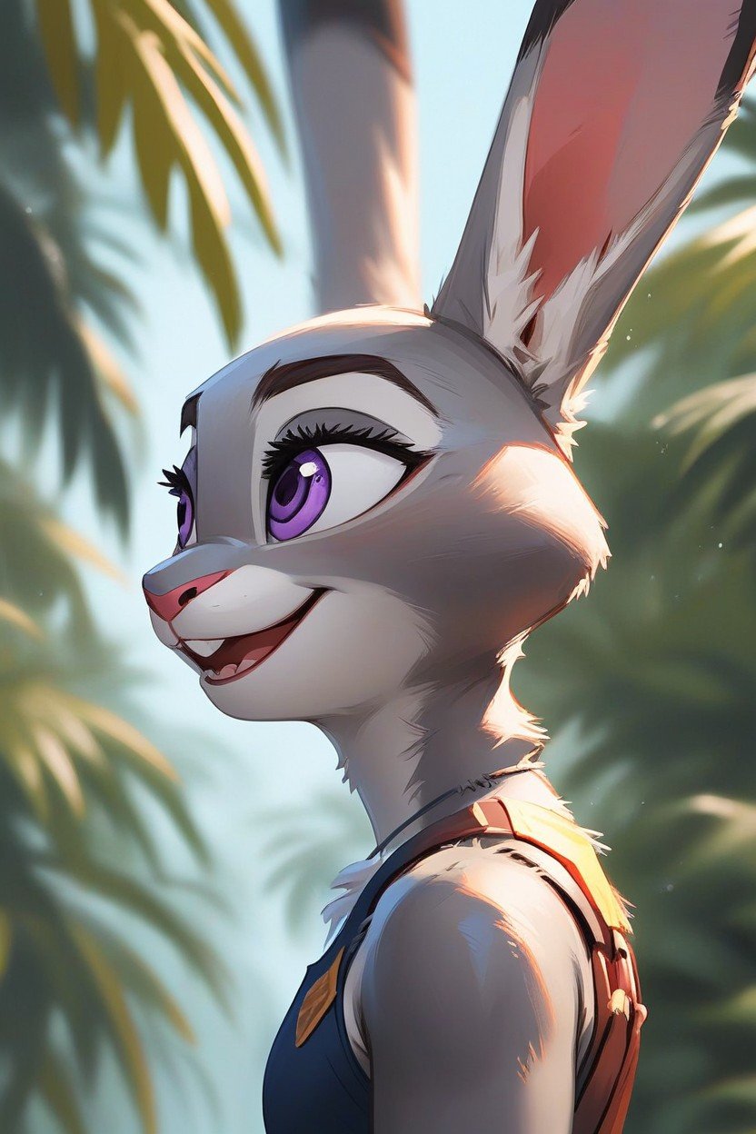 Judy Hopps, Jungle Trail, Vista Lateral Pornografia peluda com IA