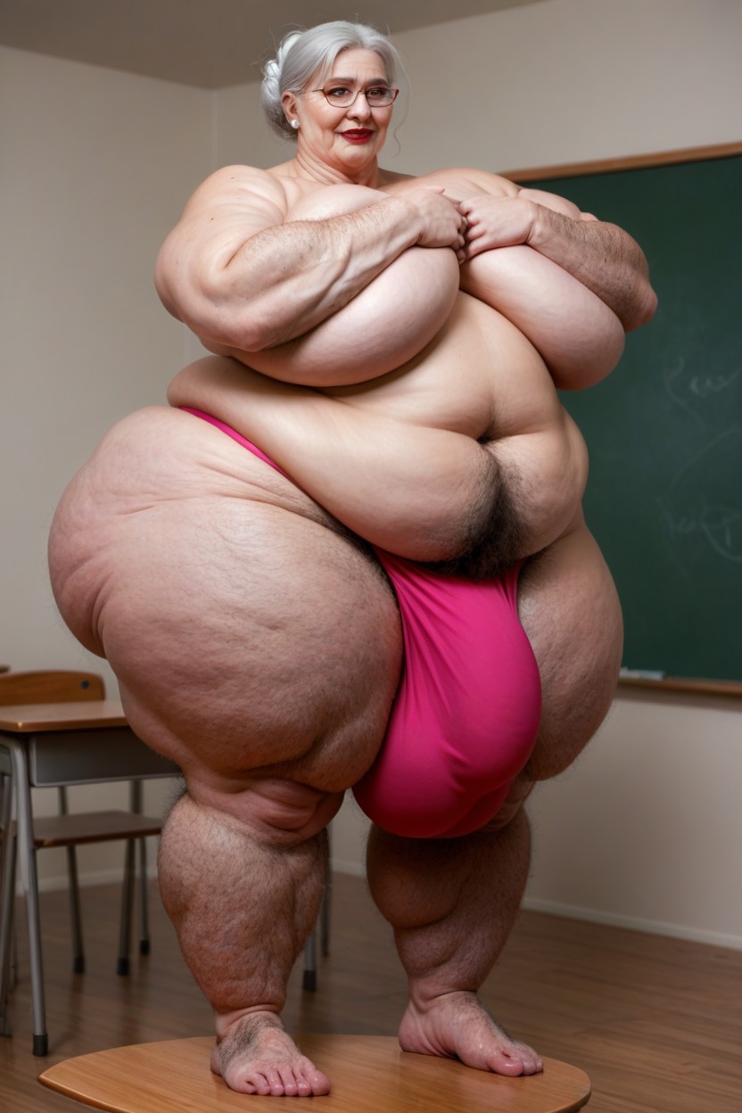 Futa Is Bigger, Extremely Fat, Only White Hair Shemale AI Porn