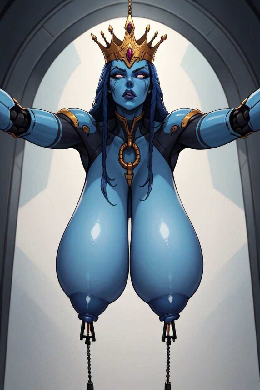 Low Hanging Saggy Breasts, Dominant, Alien Planet Background AI Porn