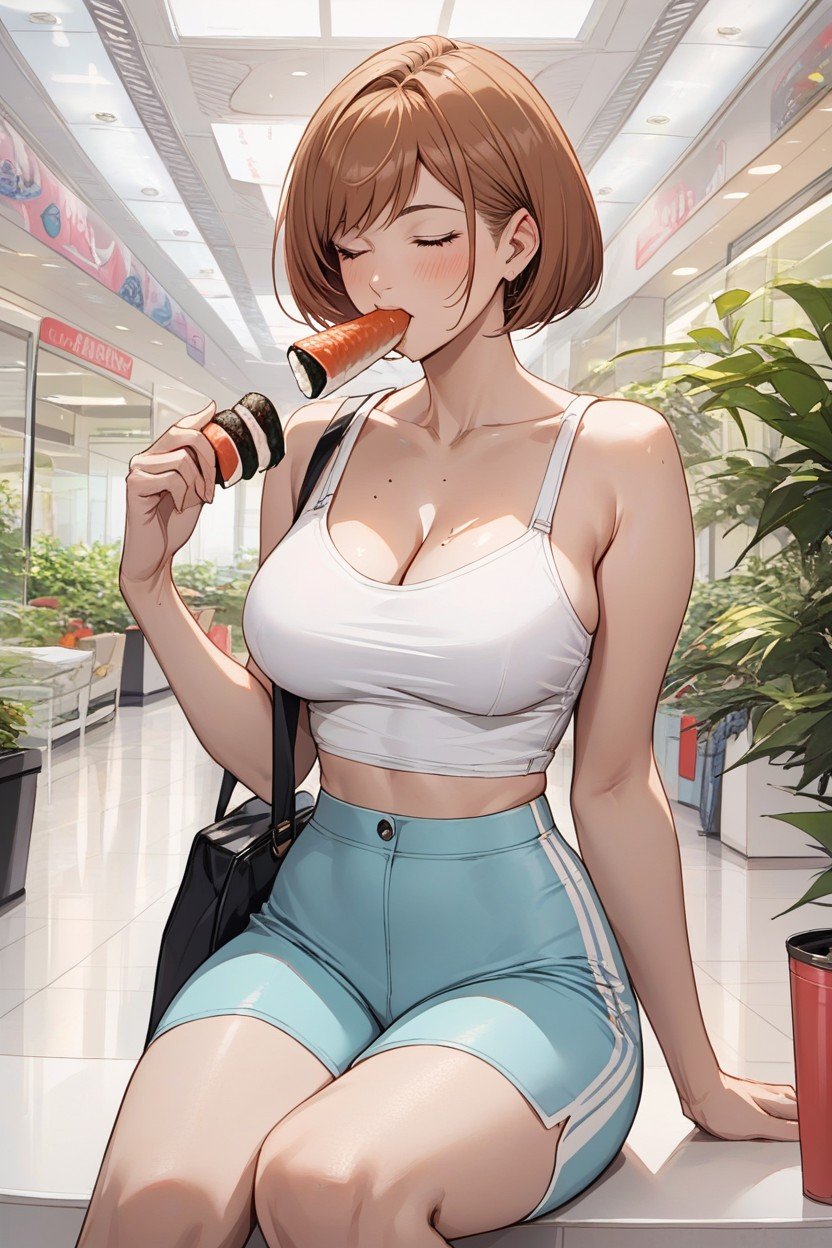 Eating Sushi, Clothing Bag, Chie Satonaka AI Porn