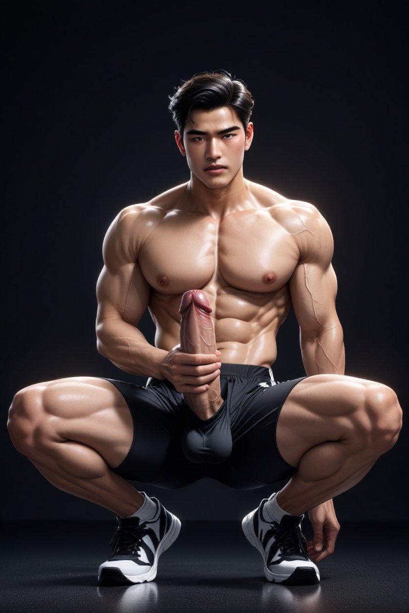 Masturbation, Muscular, Squatting AI Gay Porn
