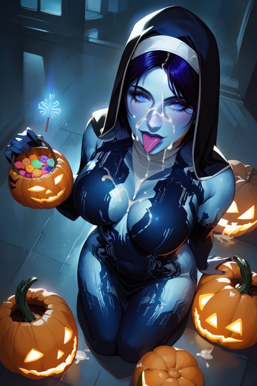 Cortana Is Glowing, Blue Glow, HalloweenPorno IA