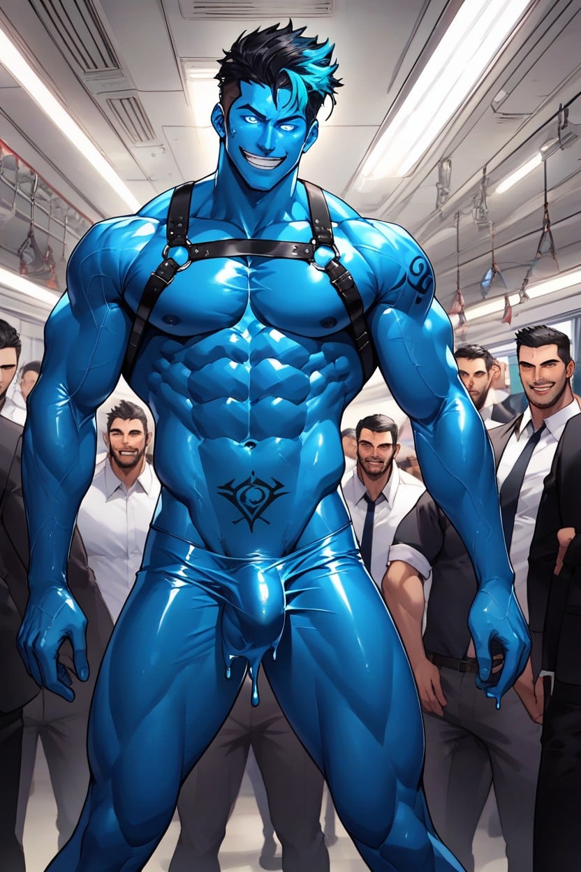 Muscular, Harness, Many People Around AI Gay Porn