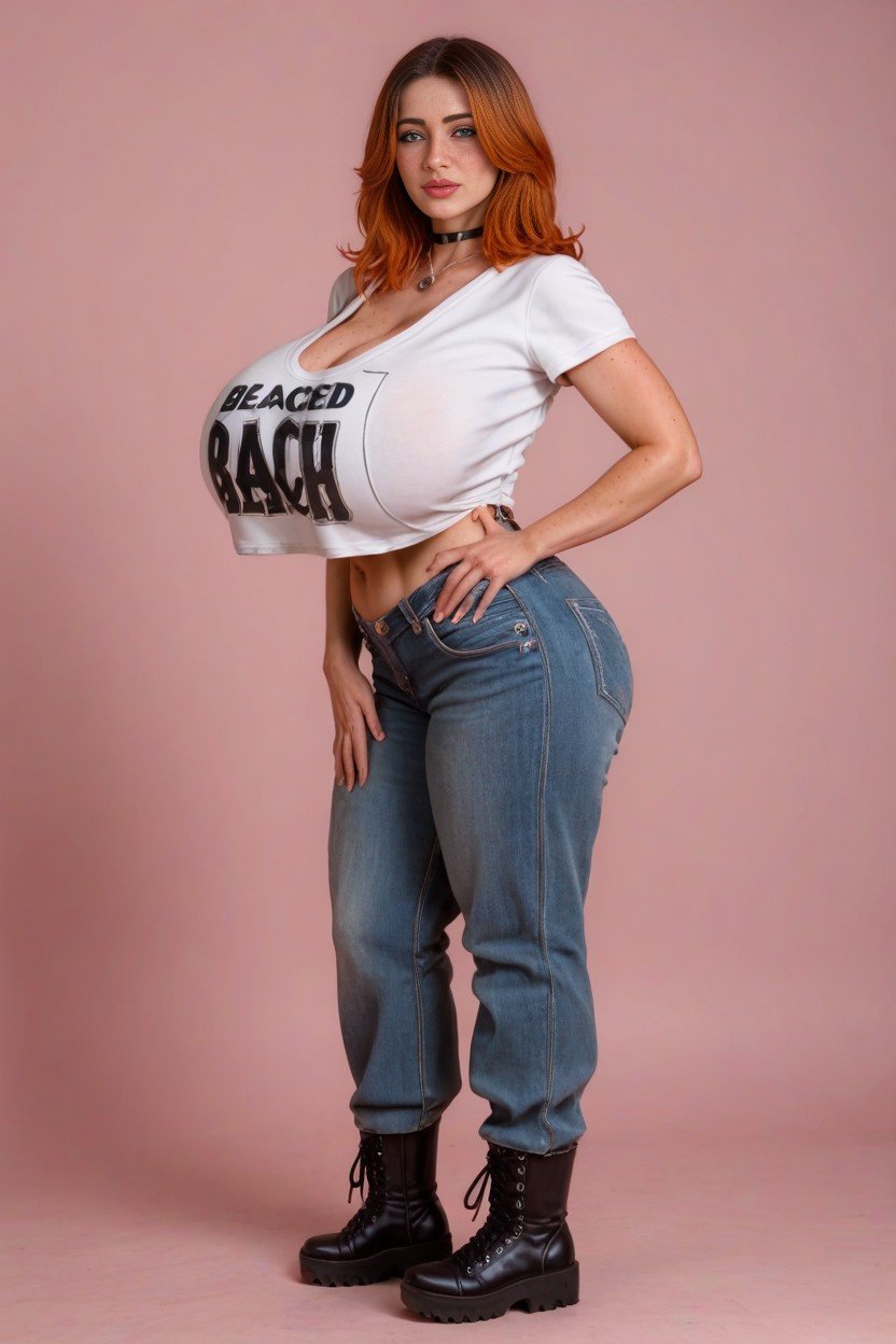 Wide Legged Jeans, Extremely Baggy Pants, Award Winning PhotoPorno IA transsexuelle