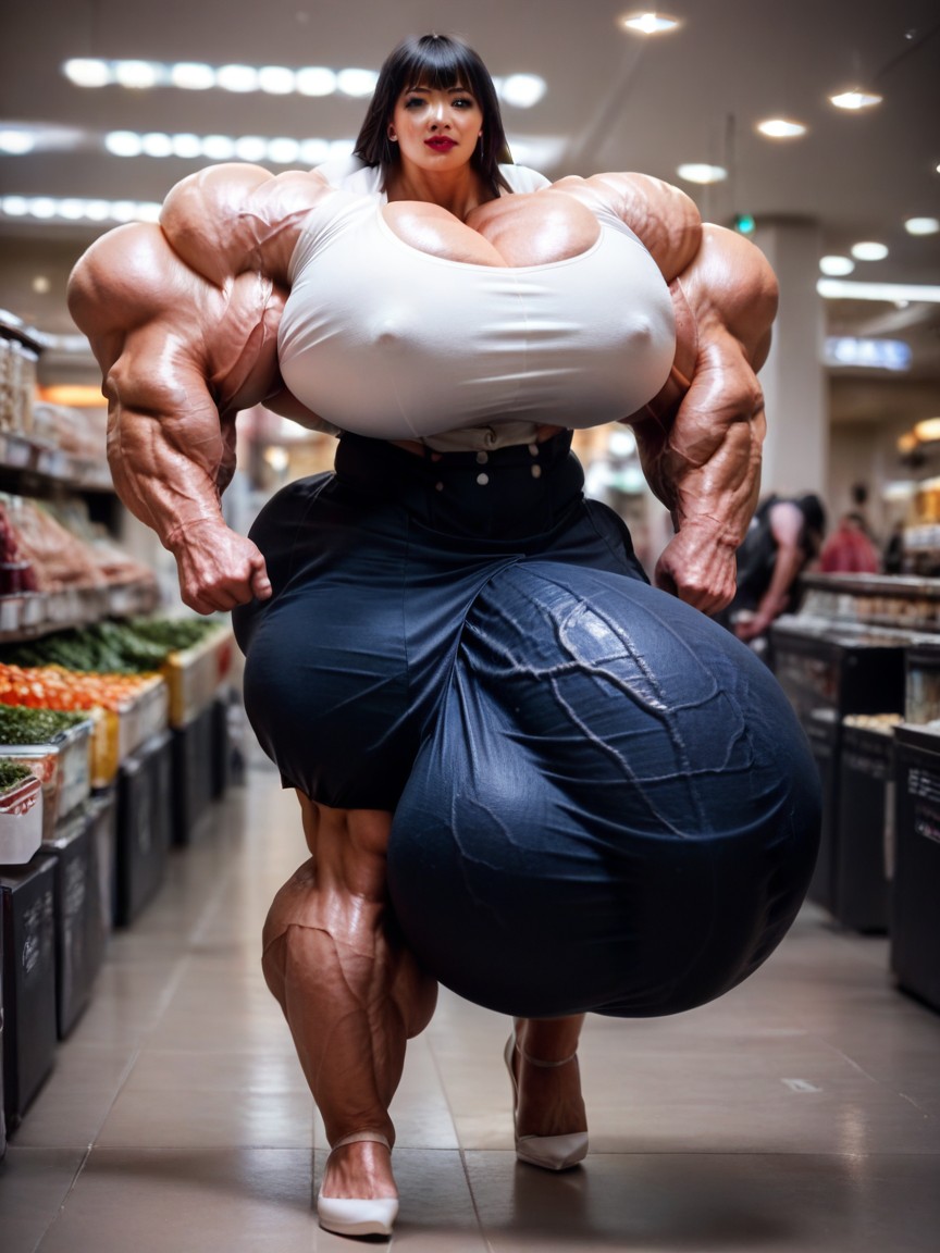 Tight Skirt, Gigantic, Front View Shemale AI Porn