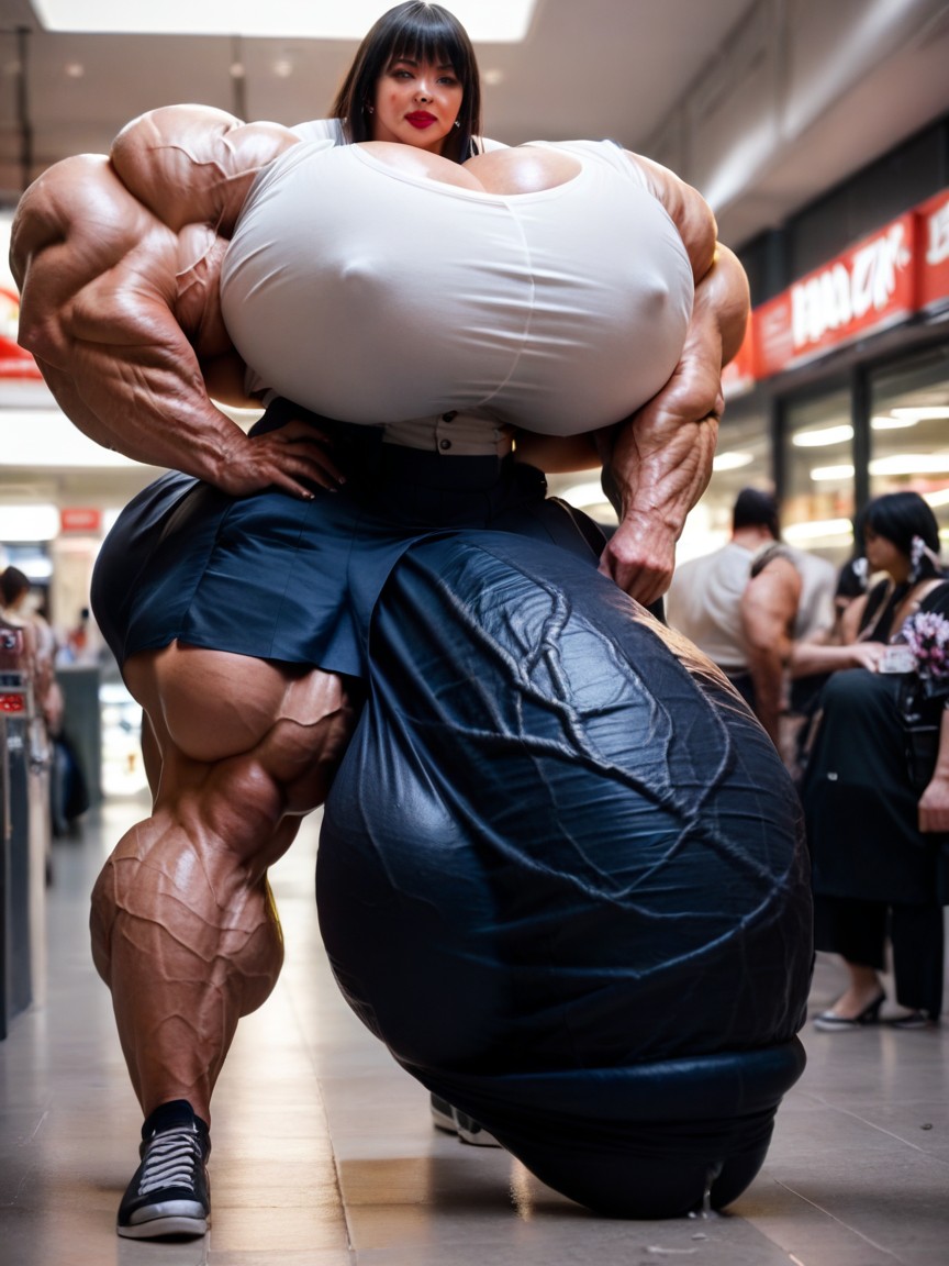 Tight Skirt, Growing, Muscular Shemale AI Porn