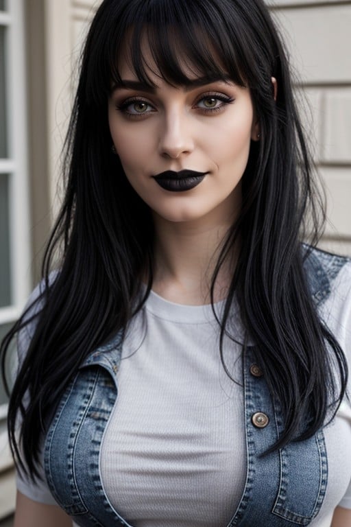 Pale Skin, Black Lipstick, Face人妖AI色情