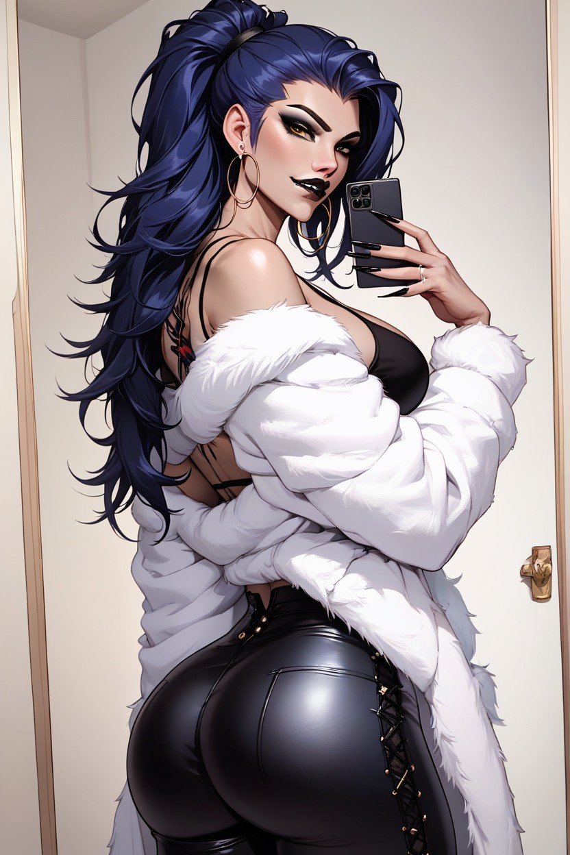 Soft Fur Coat, Snatched Waist, Black Fingernails Furry AI Porn