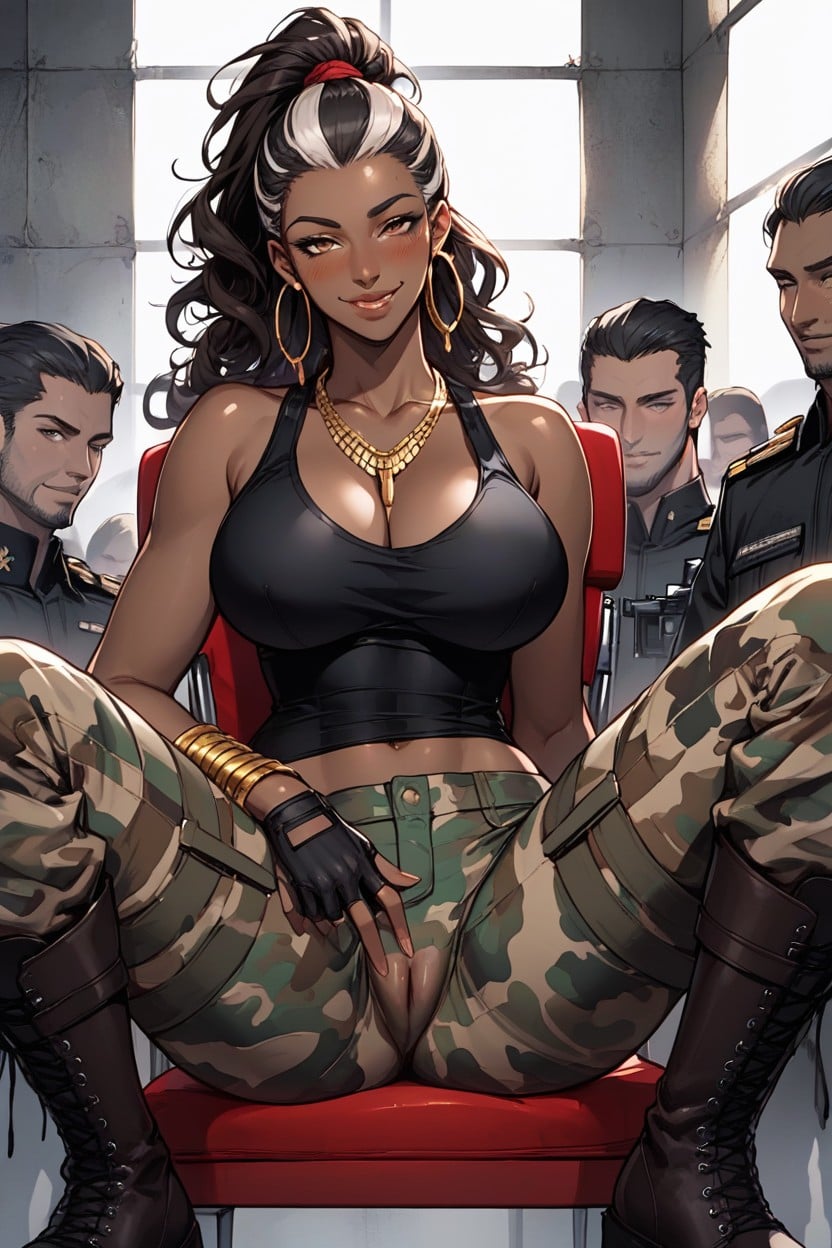 Long Hair, Sitting On Chair, Brown Skin Hentai AI Porn