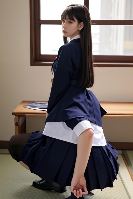 Skinny, Extremely Large Ass, School Uniform AI Porn