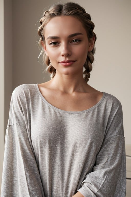 Braided, French, Oversized T-shirt AI Porn