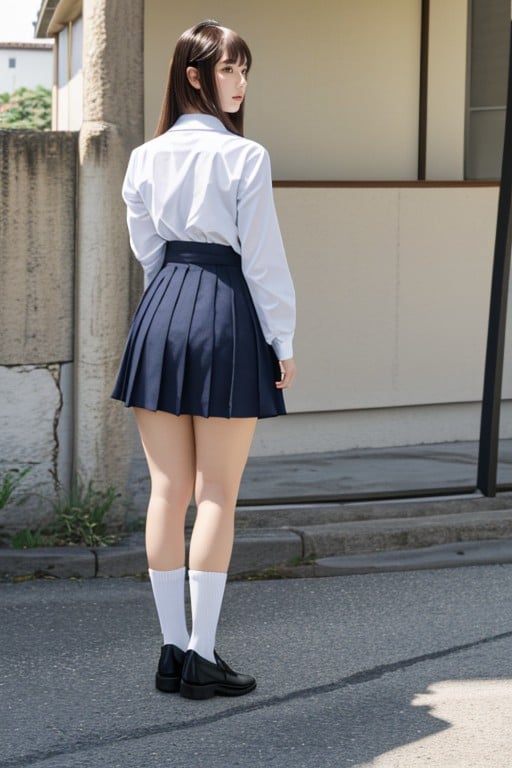 Full Body, Bangs, School Uniform AI Porn