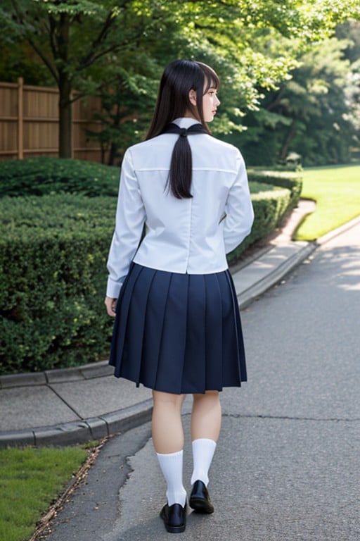 Full Body, Rear View, School Uniform AI Porn