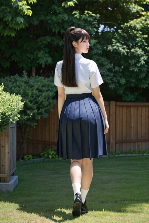 Rear View, School Uniform, Full Body AI Porn