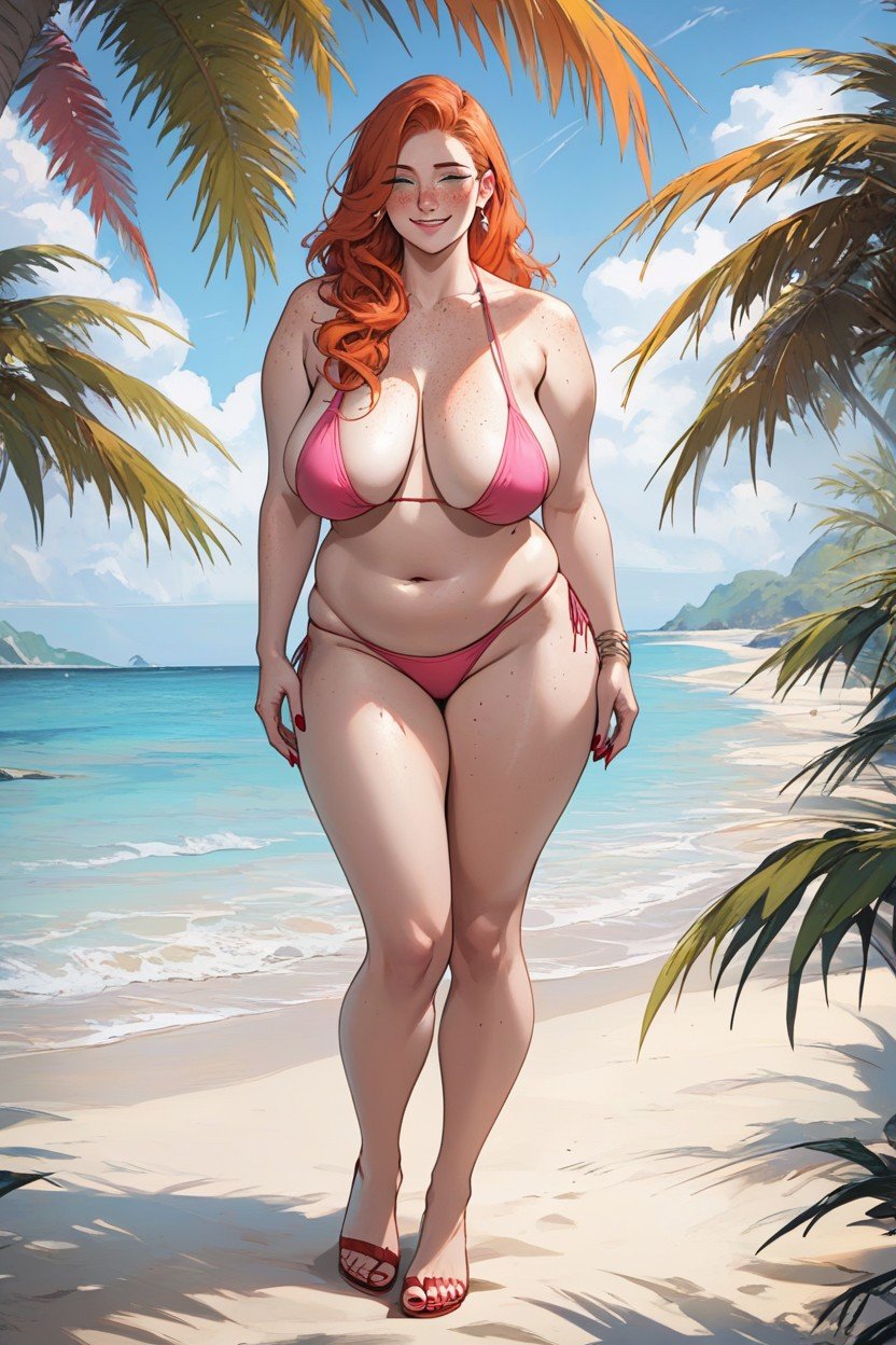 Red Nail Polish, Thick Thighs, Tight BikiniAI黃片