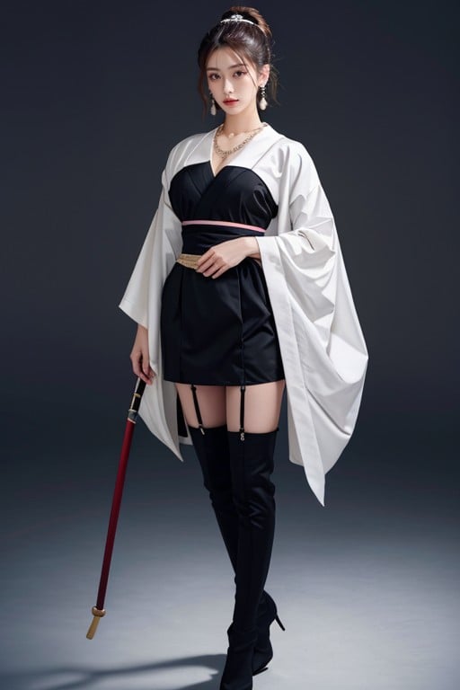 Samurai, Nylon Stockings, Necklace Shemale AI Porn