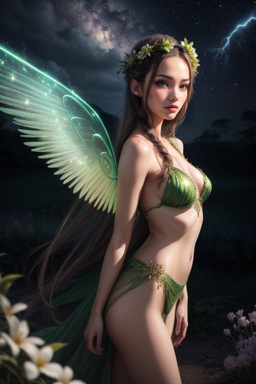 Long Hair, Flying, Nature Goddess AI Porn