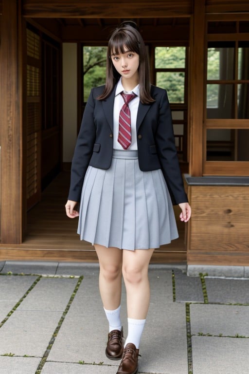 Supporting Ass, Bangs, School Uniform AI Porn